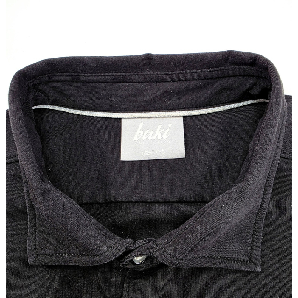 Quiet Luxury Buki Collection Knit Shirt Mens Large Black Supima Stretch - Picture 5 of 13